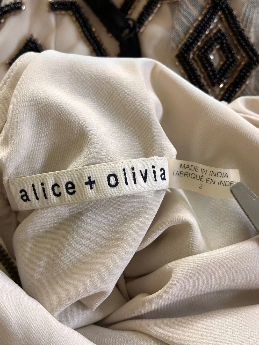 Alice + Olivia Arlette Beaded V-Neck Dress - Size 2